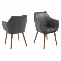 Nora Spisebordsstol, Lysegrå/læder