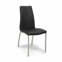 Alina Spisebordsstol, Sort Læderlook M. Krom Stel