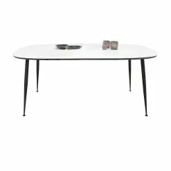 Casa Spisebord M. Udtræk, Hvid Med Sort Kant