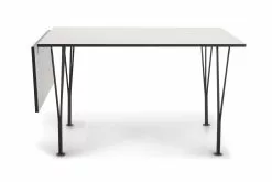 Leduc Spisebord M. Klap, Hvid M. Sort Kant