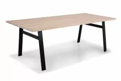 Larvig Spisebord, Hvidolieret Eg M. Sort Stel