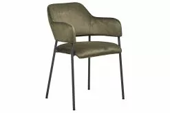 Bresso Spisesbordsstol, Grøn Velour M. Sort Metalstel