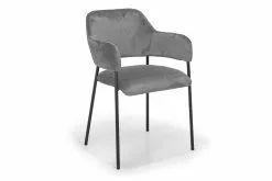 Bresso Spisesbordsstol, Grå Velour M. Sort Metalstel