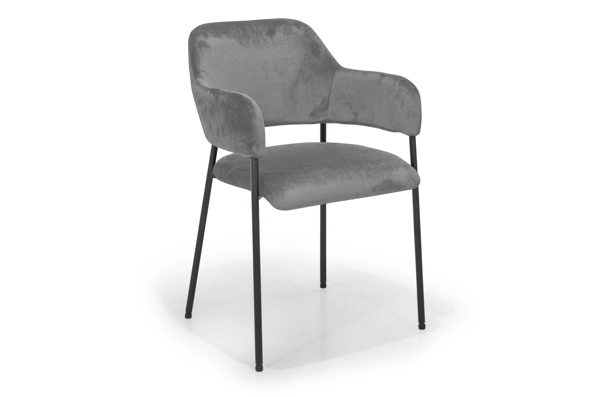 Bresso Spisesbordsstol, Grå Velour M. Sort Metalstel 3 Bresso Spisesbordsstol, Grå Velour M. Sort Metalstel