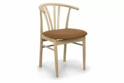 Devon Spisesbordsstol, Ubehandlet Egetræ M. Cognacfarvet Lædersæde