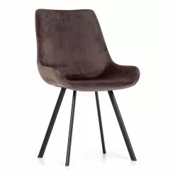 Boston Spisesbordsstol, Grå Velour M. Sorte Metalben