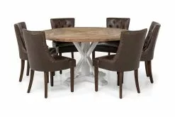 Lyon Spisebordssæt M. 6 Tuva Stole (Brun), Elmetræ