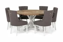 Lyon Spisebordssæt M. 6 Viktoria Stole (Grå), Elmetræ