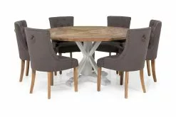 Lyon Spisebordssæt M. 6 Viktoria Stole (Grå), Elmetræ