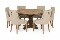 Lyon Spisebordssæt M. 6 Viktoria Stole (Beige), Elmetræ