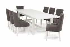 Altea Spisebordssæt M. 8 Viktoria Spisebordsstole (Grå), Hvid