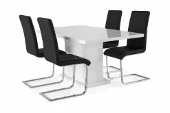 Ratliff Spisebordssæt M. 4 Cibus Stole (Sort Pu), Hvid