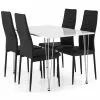 Kronblom Spisebordssæt M. 4 Ted Stole (Sort Kunstlæder), Hvid -Spisebordsstole Butik 9000663097