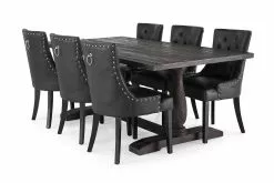 Dijon Spisebordssæt M. 6 Tuva Stole (Sort Pu), Brun