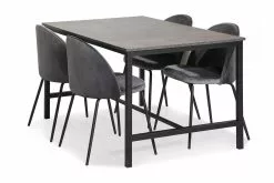 Bettina Spisebordssæt M. 4 Felipe Stole, Grå Velour