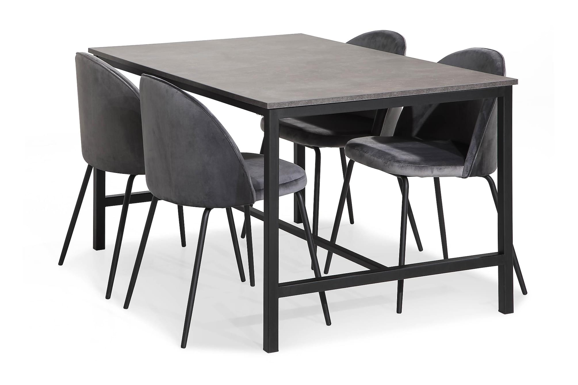 Bettina Spisebordssæt M. 4 Felipe Stole, Grå Velour 3 Bettina Spisebordssæt M. 4 Felipe Stole, Grå Velour
