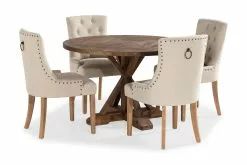 Lyon Spisebordssæt M. 4 Viktoria Spisebordsstole (Beige), Træfarvet